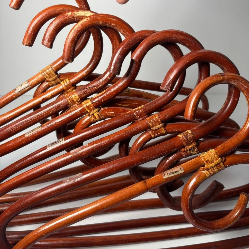 Vintage Rattan Hangers Set of 8 Brown Mahogany Boho MCM Philippines